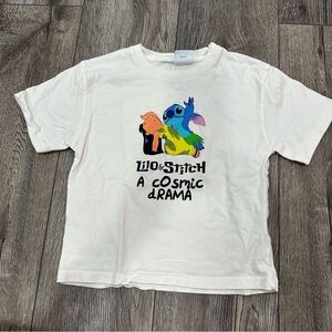 Zara Disney Lilo & Stitch White Short Sleeve Graphic Tee, Size 5/6